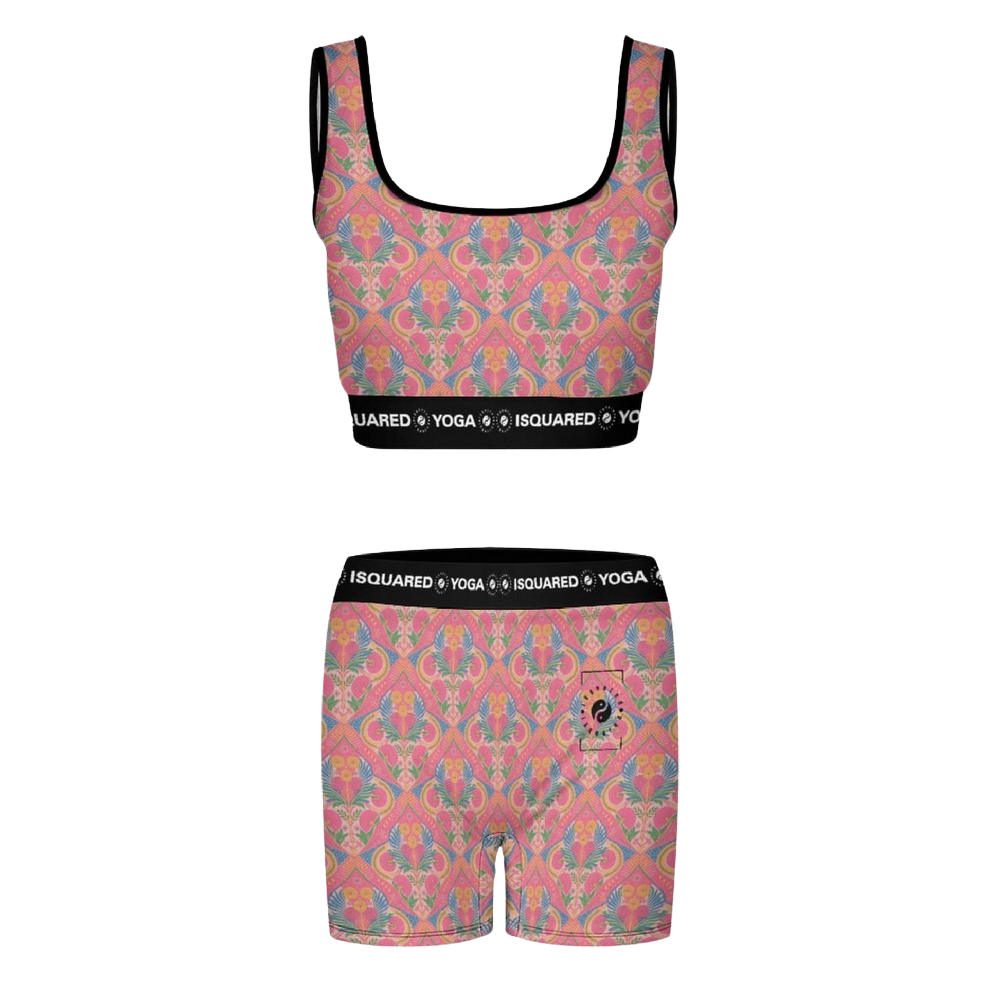 Jaipur Love iSquared Yoga Set with printed sports bra and leggings in moisture-wicking 78% polyester 22% spandex