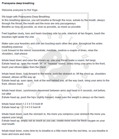 Hot Yoga 26+2 Full Instructions