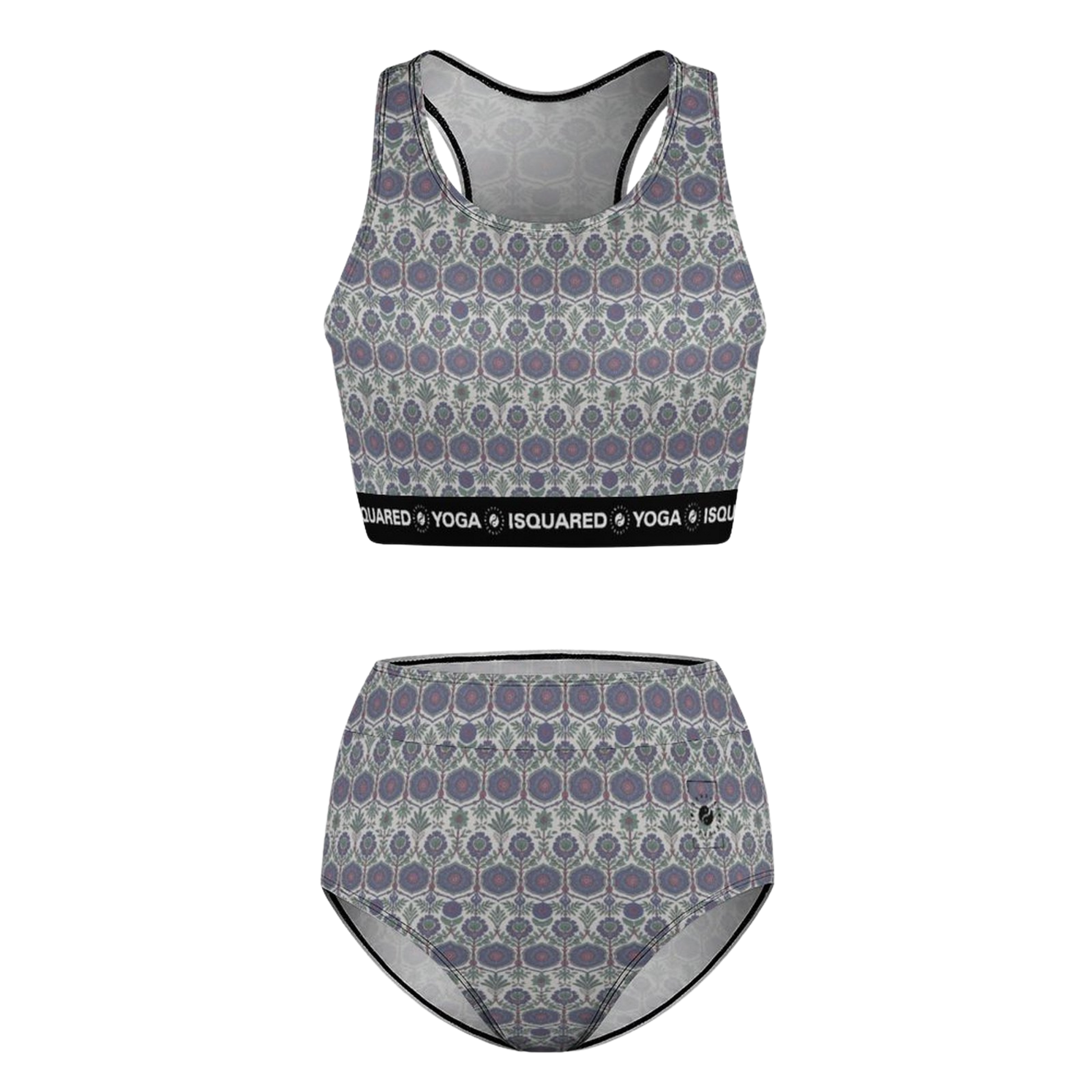 Jaipur Love hot yoga bikini set with quick-dry stretch fabric, detachable pads, and bold Rajasthan-inspired print