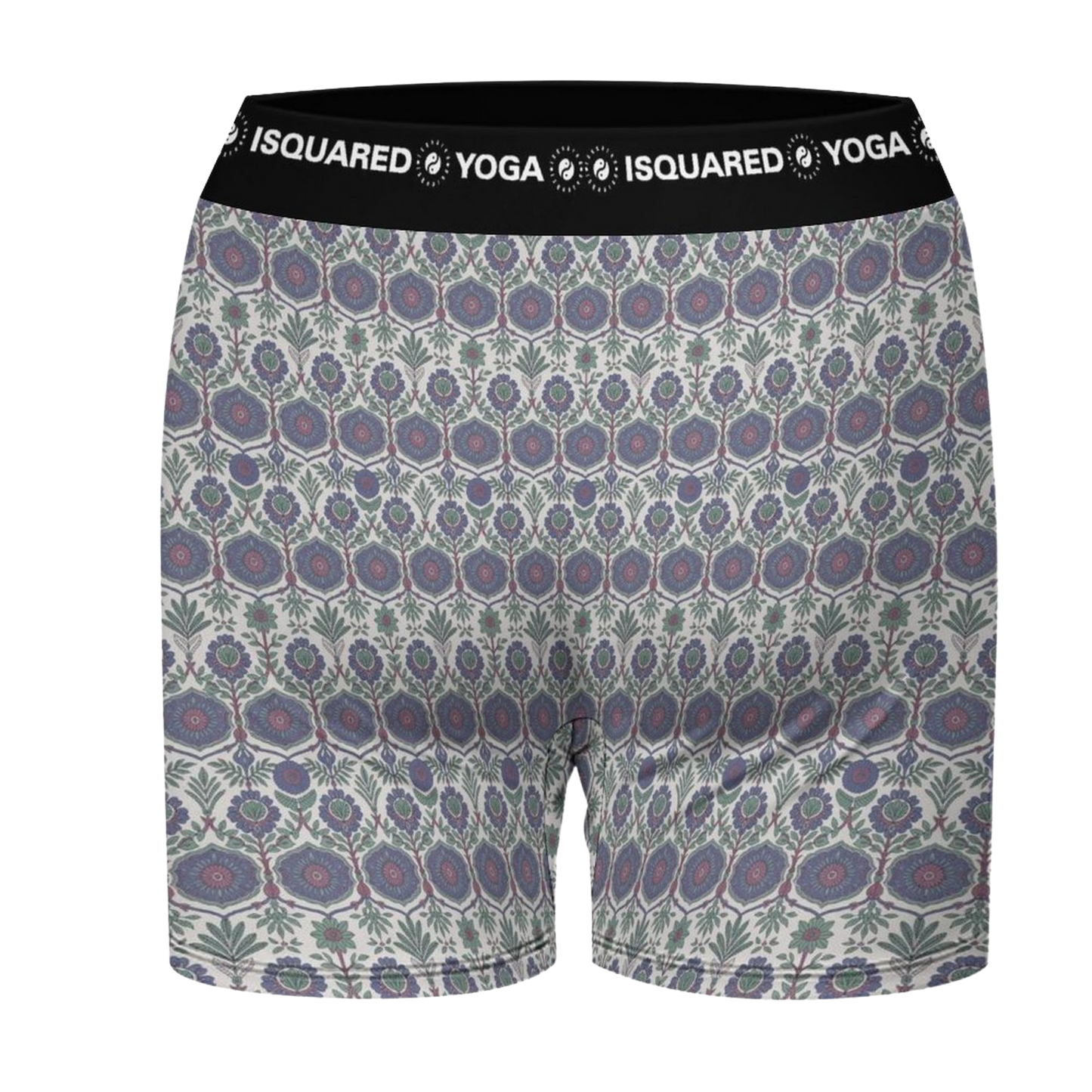 Jaipur Love iSquared Yoga Shorts with all-over print, wide waistband, and fitted unisex stretch design